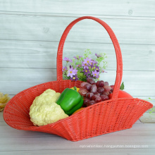 Red Weaving Plastic Rattan Flower Basket